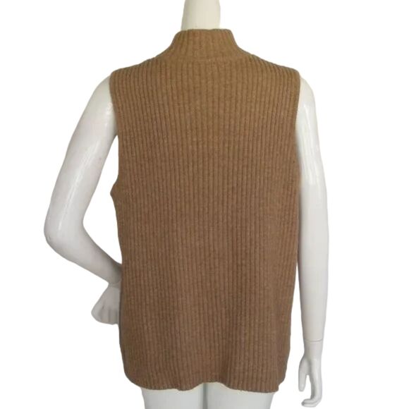 LAUREN RALPH LAUREN Sweater Vest, 1X, Patterned Front, Ribbed Back, Zipper - Picture 5 of 10